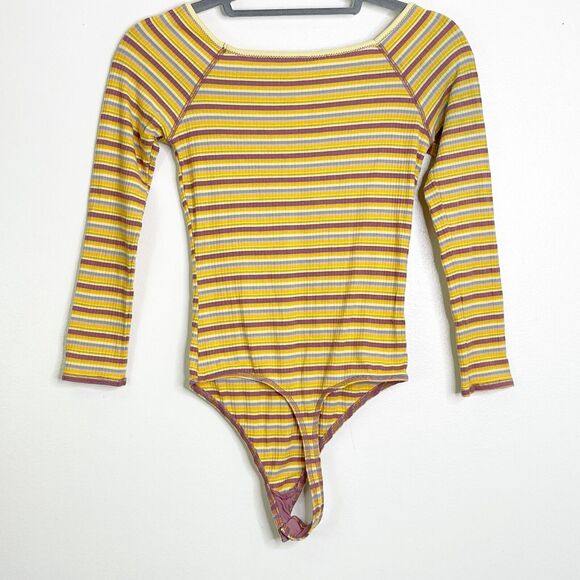 Free People Intimately Striped Long Sleeve Y2K Bodysuit Women's Size XS - Picture 2 of 6